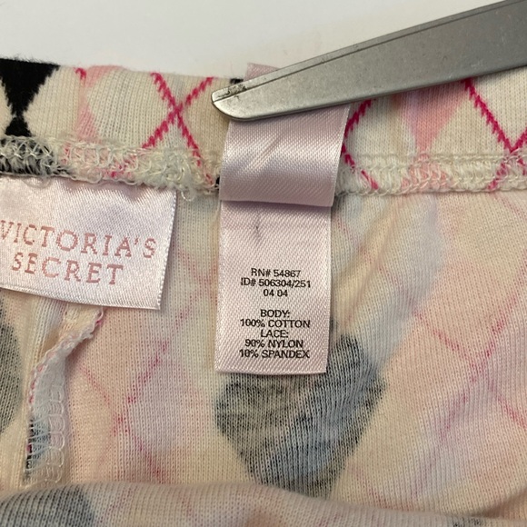 Like new 2004 Victoria’s Secret vintage cotton & lace argyle sleep shorties - Picture 4 of 5